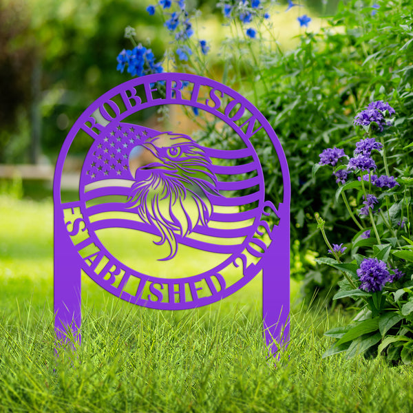 Personalized Eagle Garden Flag, Patriotic Yard stake, Garden Flag for the Lawn, Patriotic Lawn Decor, Personalized Memorial Gift, Veteran Gift