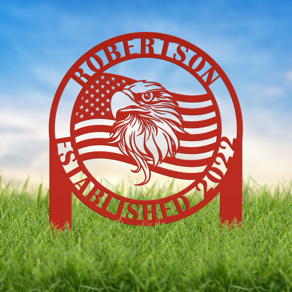 Personalized Eagle Garden Flag, Patriotic Yard stake, Garden Flag for the Lawn, Patriotic Lawn Decor, Personalized Memorial Gift, Veteran Gift