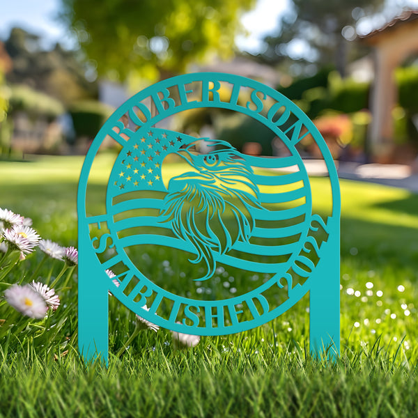 Personalized Eagle Garden Flag, Patriotic Yard stake, Garden Flag for the Lawn, Patriotic Lawn Decor, Personalized Memorial Gift, Veteran Gift