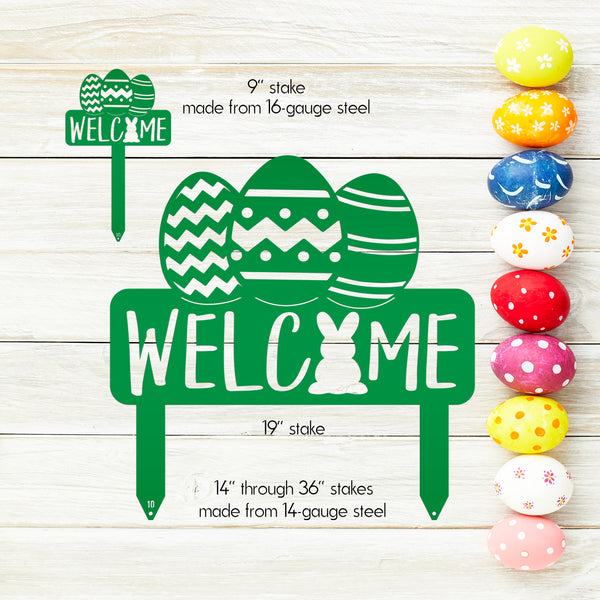 Easter Welcome Metal Yard Stake -Ornament , Easter Outdoor Garden Decor, Easter Yard Art-Welcome Sign