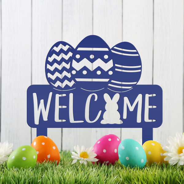 Easter Welcome Metal Yard Stake -Ornament , Easter Outdoor Garden Decor, Easter Yard Art-Welcome Sign