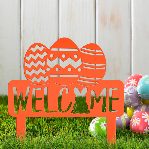 Easter Welcome Metal Yard Stake -Ornament , Easter Outdoor Garden Decor, Easter Yard Art-Welcome Sign