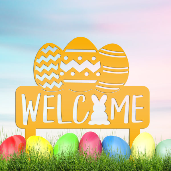 Easter Welcome Metal Yard Stake -Ornament , Easter Outdoor Garden Decor, Easter Yard Art-Welcome Sign