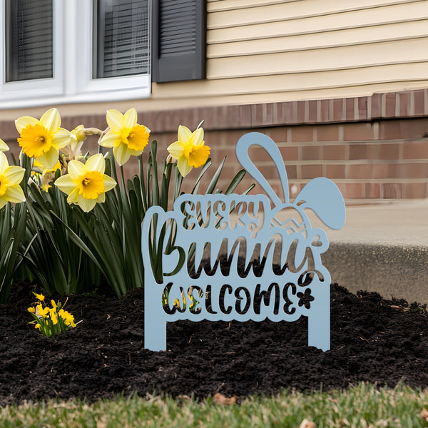 Every Bunny Welcome Metal Yard Stake - Easter Decor-Easter Lawn -Yard Decor- Outdoor Lawn Decor for Easter