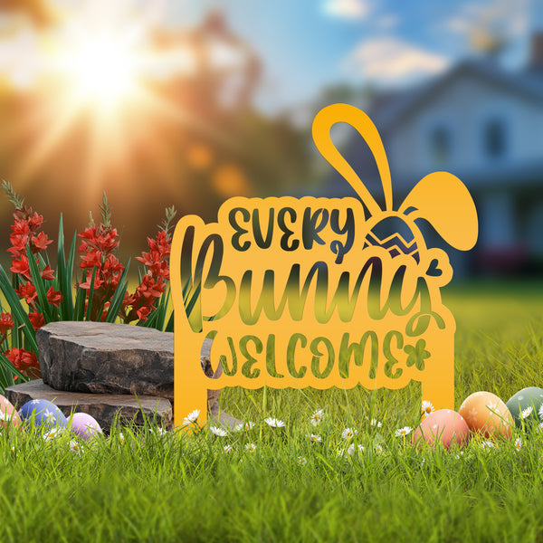 Every Bunny Welcome Metal Yard Stake - Easter Decor-Easter Lawn -Yard Decor- Outdoor Lawn Decor for Easter