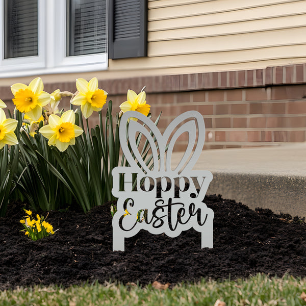 Metal Hoppy Easter Yard Stake - Easter Decor-Outdoor Easter-April Yard Decor