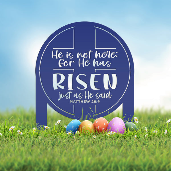 Metal Outdoor Easter Yard Stake - He Is Risen Christian Easter Decor-Christian Yard Decor-Yard Ornaments
