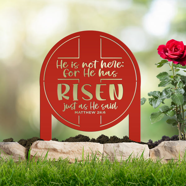 Metal Outdoor Easter Yard Stake - He Is Risen Christian Easter Decor-Christian Yard Decor-Yard Ornaments