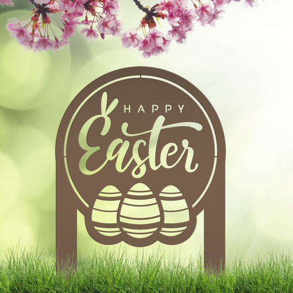 Outdoor Happy Easter Metal Yard Sign- Easter Eggs Sign- Outdoor Easter Decorations-Easter  Yard Art