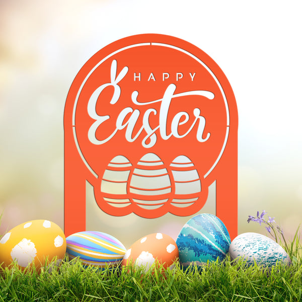 Outdoor Happy Easter Metal Yard Sign- Easter Eggs Sign- Outdoor Easter Decorations-Easter  Yard Art