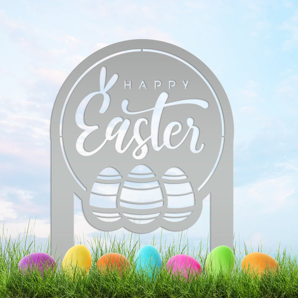Outdoor Happy Easter Metal Yard Sign- Easter Eggs Sign- Outdoor Easter Decorations-Easter  Yard Art