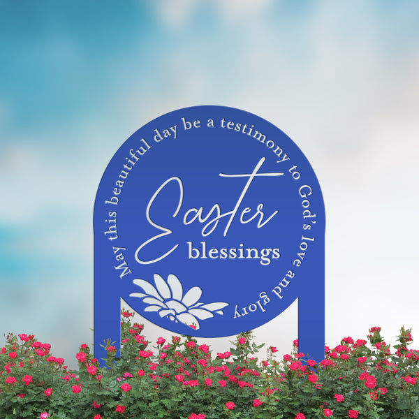 Metal Easter Blessings Metal Yard Stake - Outdoor Easter Decor-Easter Season- Easter Gift-Easter Ornaments