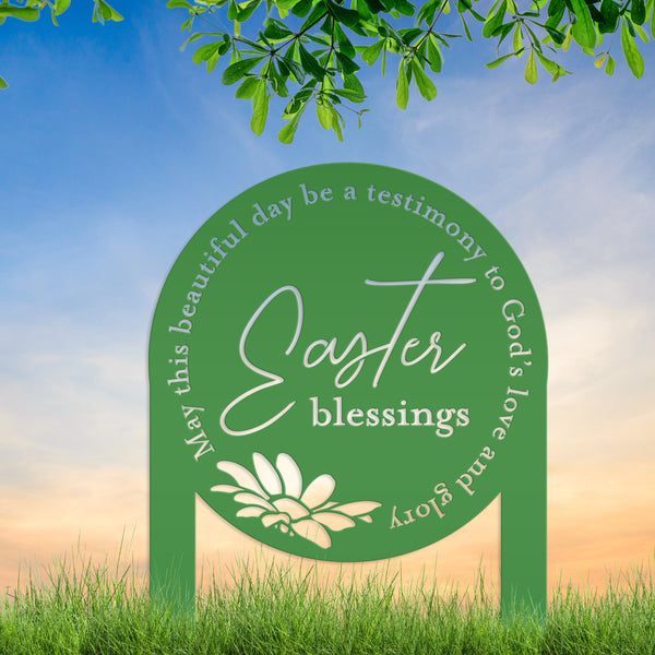 Metal Easter Blessings Metal Yard Stake - Outdoor Easter Decor-Easter Season- Easter Gift-Easter Ornaments