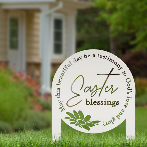 Metal Easter Blessings Metal Yard Stake - Outdoor Easter Decor-Easter Season- Easter Gift-Easter Ornaments