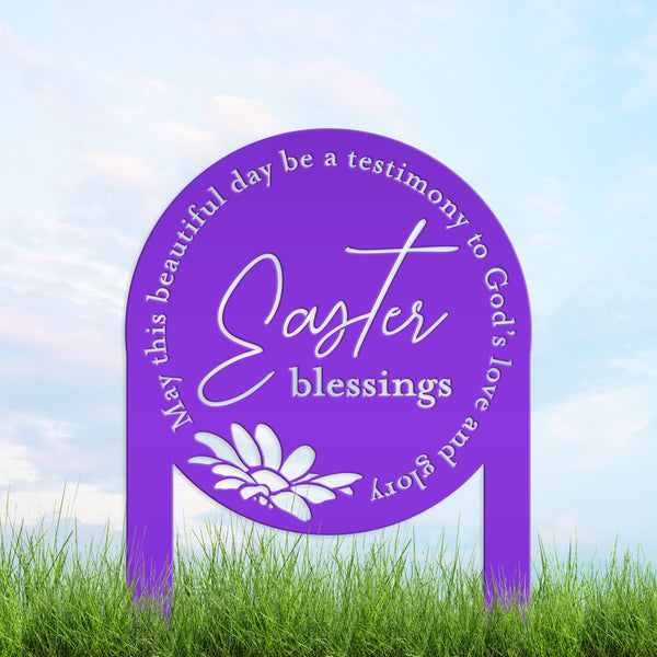 Metal Easter Blessings Metal Yard Stake - Outdoor Easter Decor-Easter Season- Easter Gift-Easter Ornaments