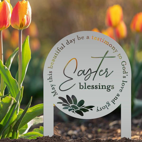 Metal Easter Blessings Metal Yard Stake - Outdoor Easter Decor-Easter Season- Easter Gift-Easter Ornaments