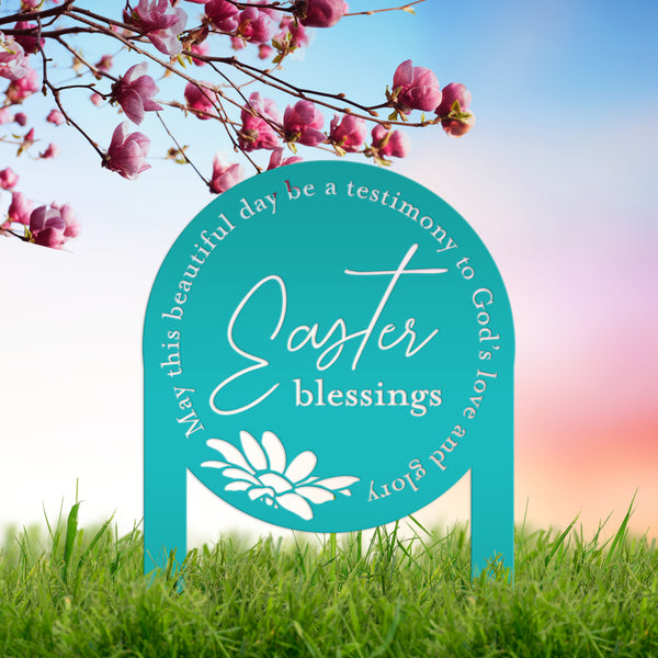 Metal Easter Blessings Metal Yard Stake - Outdoor Easter Decor-Easter Season- Easter Gift-Easter Ornaments