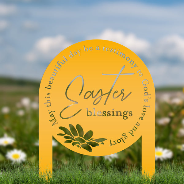 Metal Easter Blessings Metal Yard Stake - Outdoor Easter Decor-Easter Season- Easter Gift-Easter Ornaments