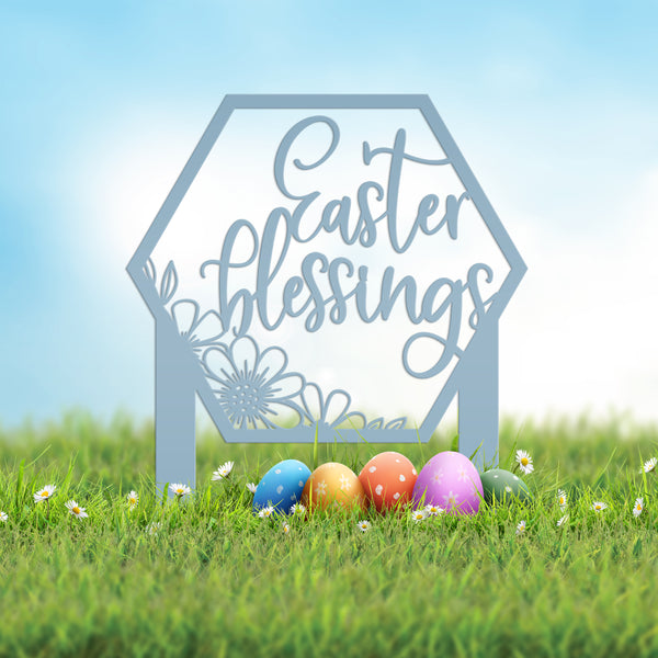 Easter Blessings Metal Yard Stake - Easter Decor-Easter Yard Decorations-Easter Yard - Lawn Ornaments