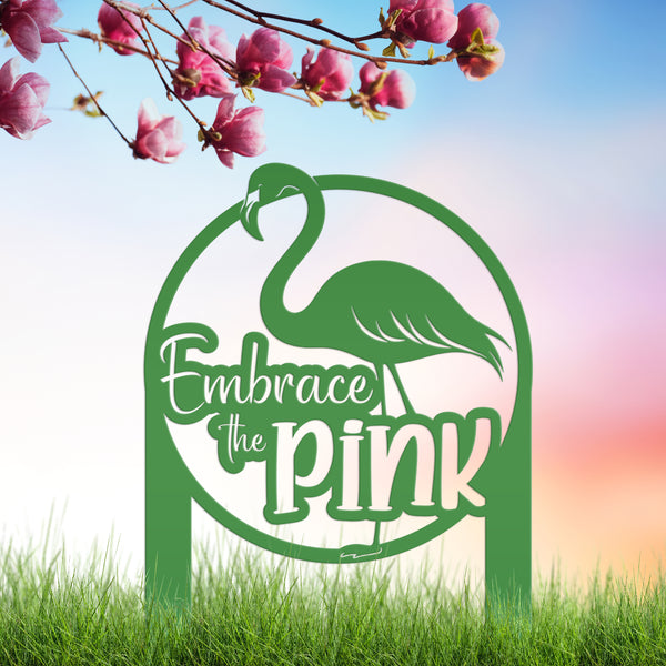 Whimsical Pink Flamingo Yard Stake Decor - Novelty Metal Garden Art - Charming Laser Cut Sign - Tropical Lawn Decoration - Embrace the Pink