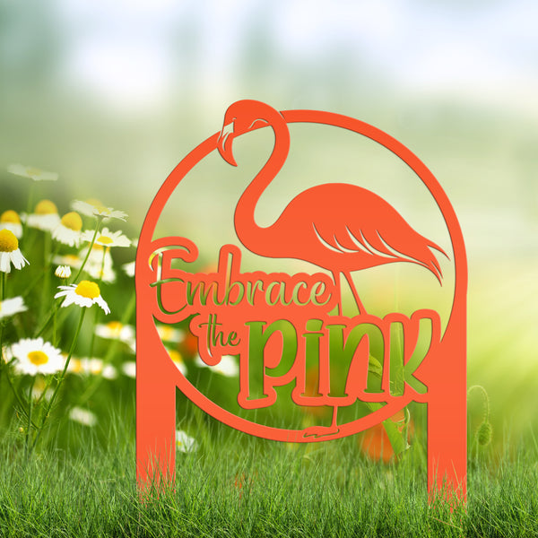 Whimsical Pink Flamingo Yard Stake Decor - Novelty Metal Garden Art - Charming Laser Cut Sign - Tropical Lawn Decoration - Embrace the Pink