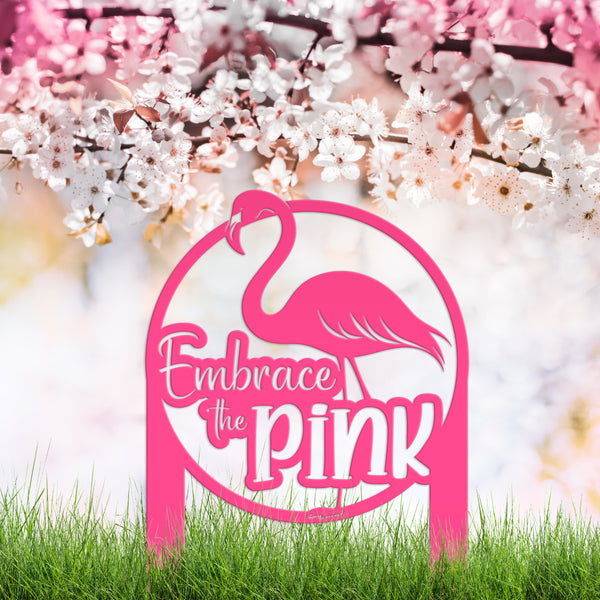 Whimsical Pink Flamingo Yard Stake Decor - Novelty Metal Garden Art - Charming Laser Cut Sign - Tropical Lawn Decoration - Embrace the Pink