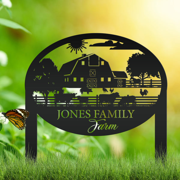Custom Farm Sign Metal Address Stake, Family Name Customizable Yard  Sign with Established Date or Street Name, Outdoor Farm Scene Powder Coated