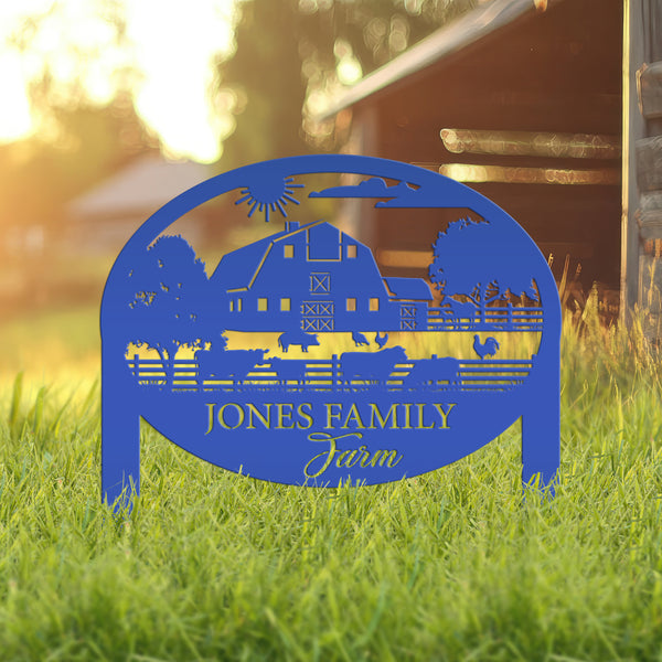 Custom Farm Sign Metal Address Stake, Family Name Customizable Yard  Sign with Established Date or Street Name, Outdoor Farm Scene Powder Coated