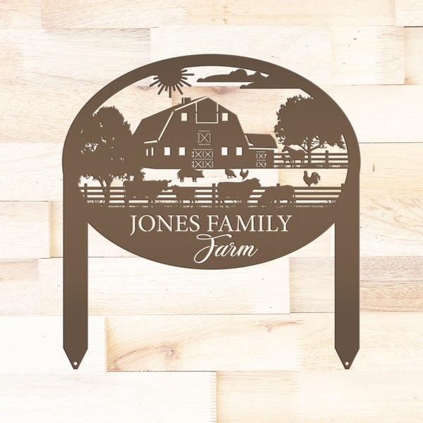 Custom Farm Sign Metal Address Stake, Family Name Customizable Yard  Sign with Established Date or Street Name, Outdoor Farm Scene Powder Coated