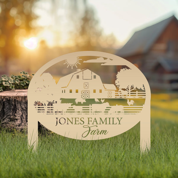 Custom Farm Sign Metal Address Stake, Family Name Customizable Yard  Sign with Established Date or Street Name, Outdoor Farm Scene Powder Coated