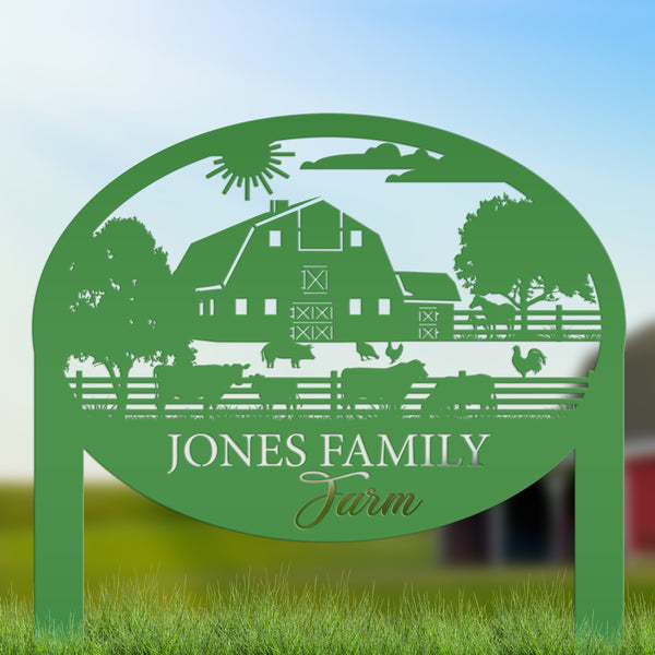 Custom Farm Sign Metal Address Stake, Family Name Customizable Yard  Sign with Established Date or Street Name, Outdoor Farm Scene Powder Coated
