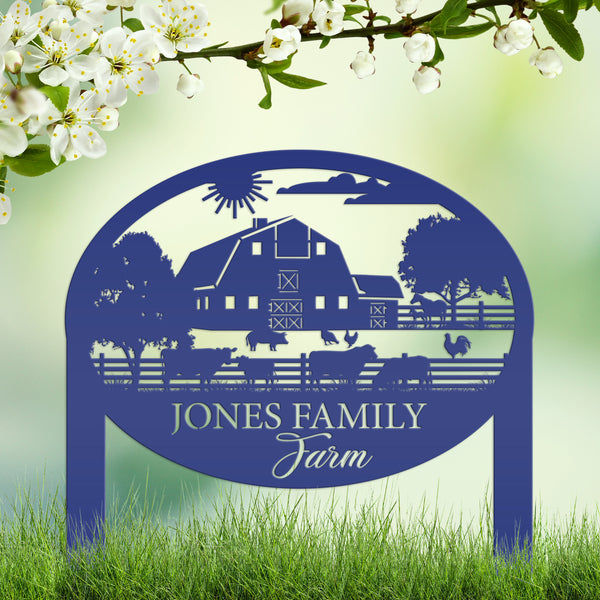 Custom Farm Sign Metal Address Stake, Family Name Customizable Yard  Sign with Established Date or Street Name, Outdoor Farm Scene Powder Coated