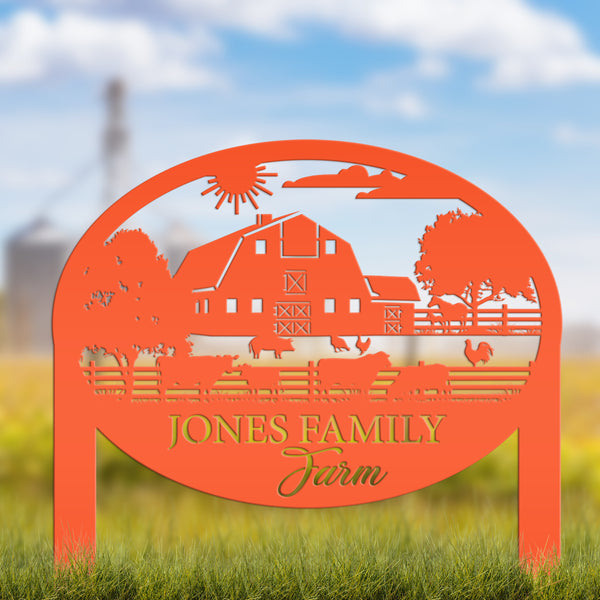 Custom Farm Sign Metal Address Stake, Family Name Customizable Yard  Sign with Established Date or Street Name, Outdoor Farm Scene Powder Coated