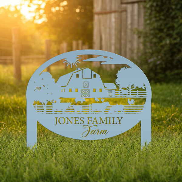 Custom Farm Sign Metal Address Stake, Family Name Customizable Yard  Sign with Established Date or Street Name, Outdoor Farm Scene Powder Coated