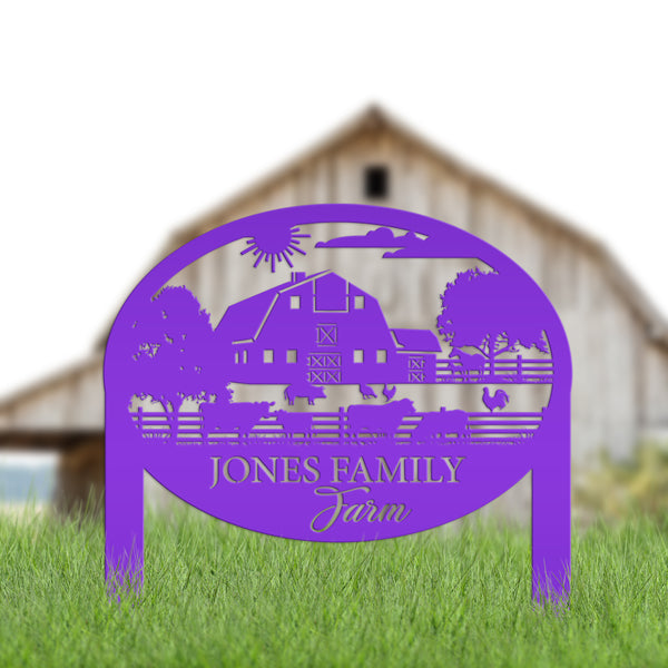 Custom Farm Sign Metal Address Stake, Family Name Customizable Yard  Sign with Established Date or Street Name, Outdoor Farm Scene Powder Coated