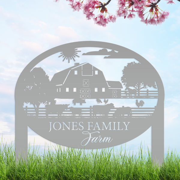 Custom Farm Sign Metal Address Stake, Family Name Customizable Yard  Sign with Established Date or Street Name, Outdoor Farm Scene Powder Coated