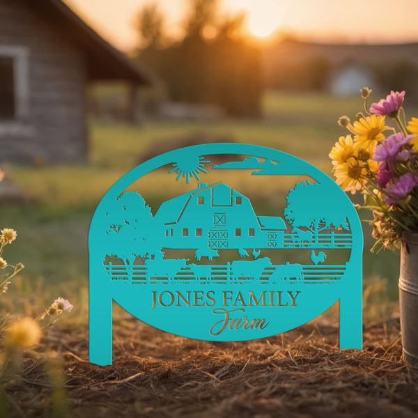 Custom Farm Sign Metal Address Stake, Family Name Customizable Yard  Sign with Established Date or Street Name, Outdoor Farm Scene Powder Coated