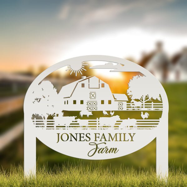 Custom Farm Sign Metal Address Stake, Family Name Customizable Yard  Sign with Established Date or Street Name, Outdoor Farm Scene Powder Coated
