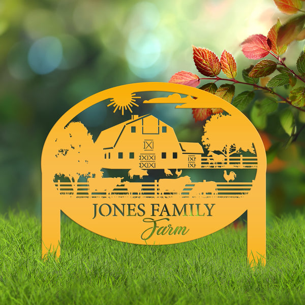 Custom Farm Sign Metal Address Stake, Family Name Customizable Yard  Sign with Established Date or Street Name, Outdoor Farm Scene Powder Coated
