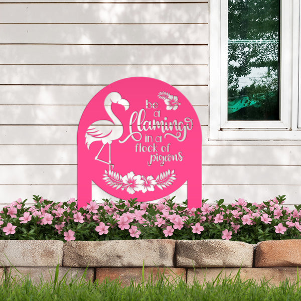 Flamingo Yard Stake with Funny Quote - Unique Metal Garden Accent - Pink Flamingo Home Decor - Charming Outdoor Lawn Art - Tropical Flowers