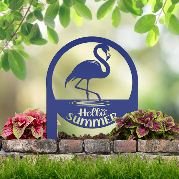 Charming Metal Flamingo Decor - Perfect Summer Garden Accent Art - Unique Tropical Beach Yard Decorations - Novelty Hello Summer Lawn Stakes