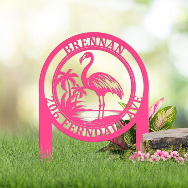 Personalized Flamingo Paradise Metal Yard Stake, Tropical Home Decor, Pink Flamingo Lawn Ornaments , Flamingo Yard Stake for the Lawn, Flamingo Lawn Decor, Flamingo Yard Decor, Flamingo Lover Gift. Flamingo Garden Ornament