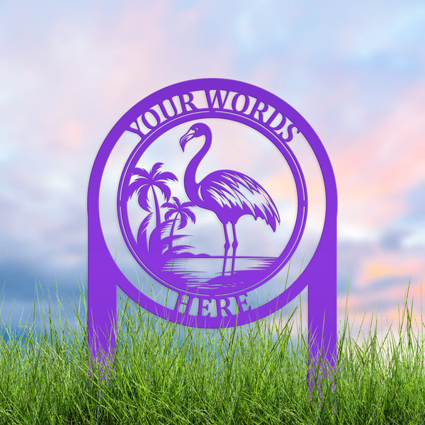 Personalized Flamingo Paradise Metal Yard Stake, Tropical Home Decor, Pink Flamingo Lawn Ornaments , Flamingo Yard Stake for the Lawn, Flamingo Lawn Decor, Flamingo Yard Decor, Flamingo Lover Gift. Flamingo Garden Ornament