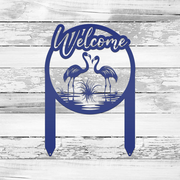 Charming Welcome Flamingo Metal Garden Stake for Outdoor Décor - Welcoming Tropical Yard Sign - Laser Cut Lawn Stakes - Housewarming Gift