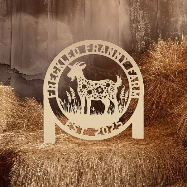 Floral Goat Metal Stake for Yard - Unique Outdoor Art - Charming Farmhouse Decor - Rustic Garden Decoration - Cute Personalized Farm Sign
