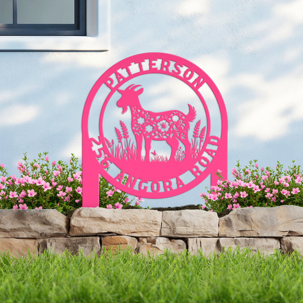 Floral Goat Metal Stake for Yard - Unique Outdoor Art - Charming Farmhouse Decor - Rustic Garden Decoration - Cute Personalized Farm Sign