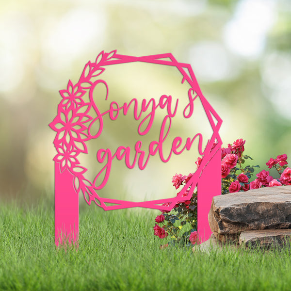 Custom Flower Garden Metal Yard Stake, Garden Yard Sign, Flowerbed Yard Art, Mother's Day Gift, Memorial Gift