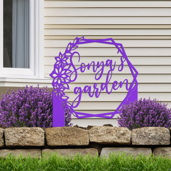 Custom Flower Garden Metal Yard Stake, Garden Yard Sign, Flowerbed Yard Art, Mother's Day Gift, Memorial Gift
