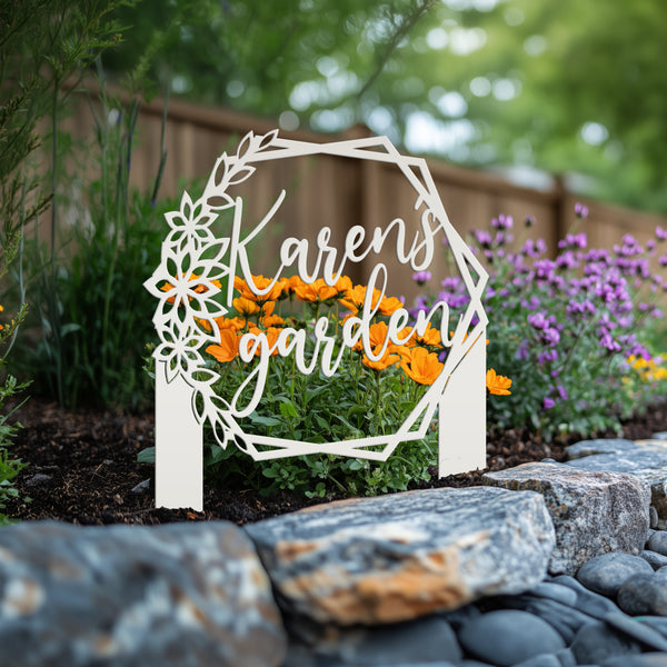 Custom Flower Garden Metal Yard Stake, Garden Yard Sign, Flowerbed Yard Art, Mother's Day Gift, Memorial Gift