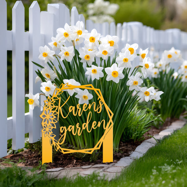 Custom Flower Garden Metal Yard Stake, Garden Yard Sign, Flowerbed Yard Art, Mother's Day Gift, Memorial Gift